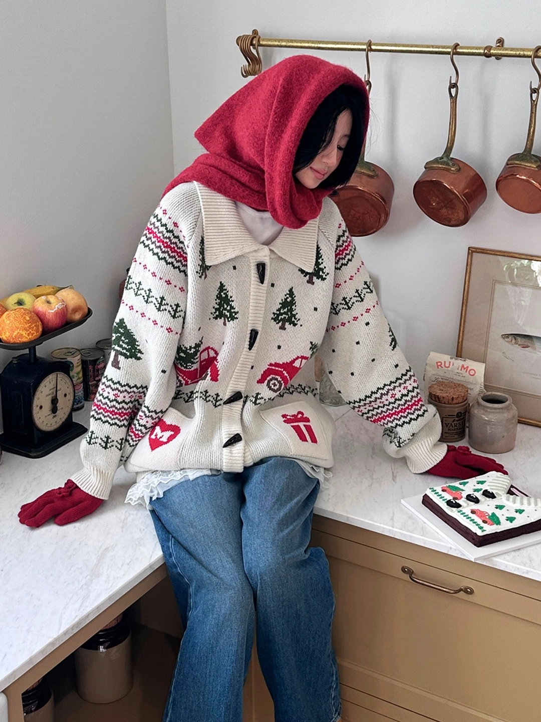 마가린핑거스 CORSAGE KNIT GLOVES (RED) 상품 이미지 2