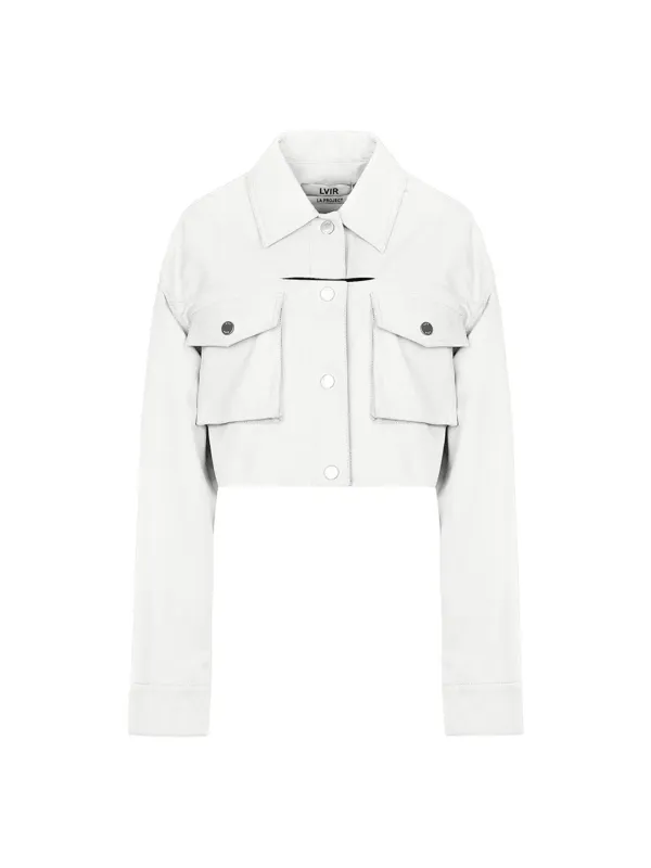 FRONT SLIT CROPPED JACKET (IVORY)