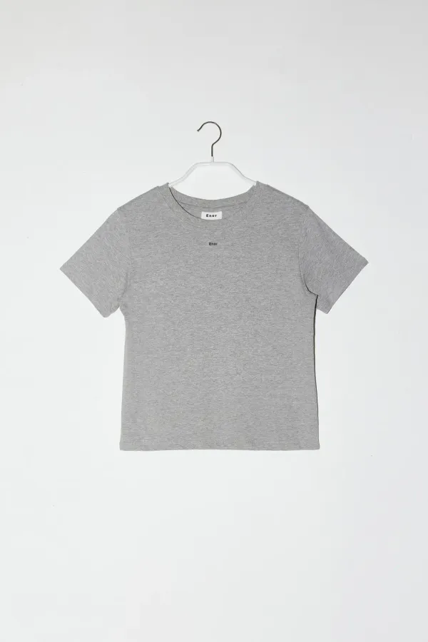 BASIC ENOR CROP T-SHIRT - GREY