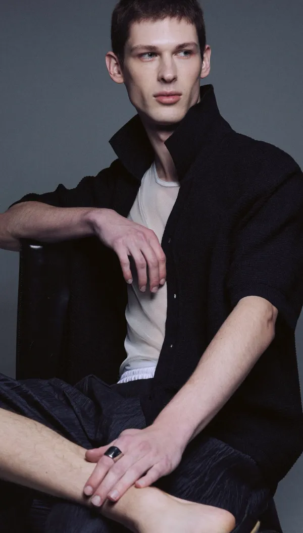 Pure Cotton Waffle Cropped Pullover_Macadamia