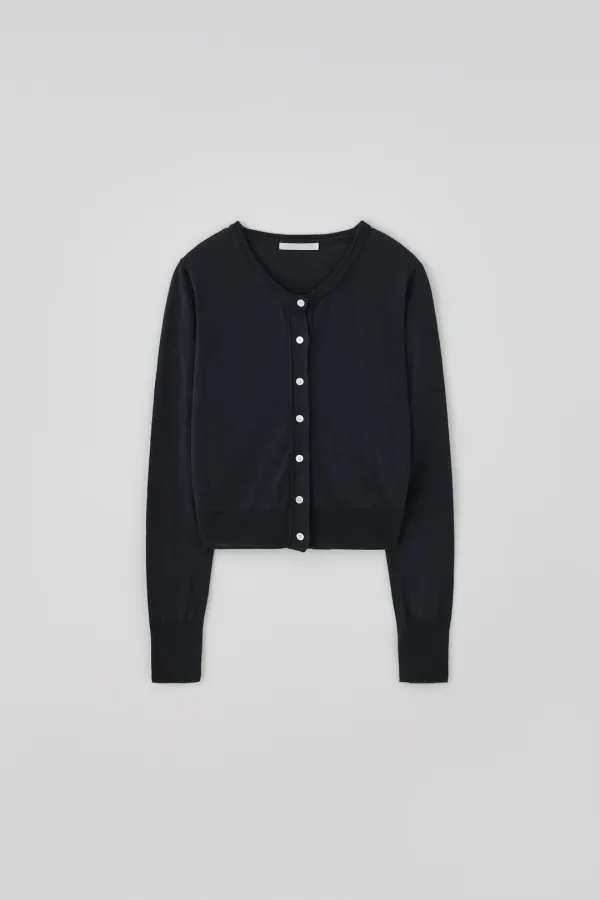 T/T Bod round knit cardigan (charcoal)