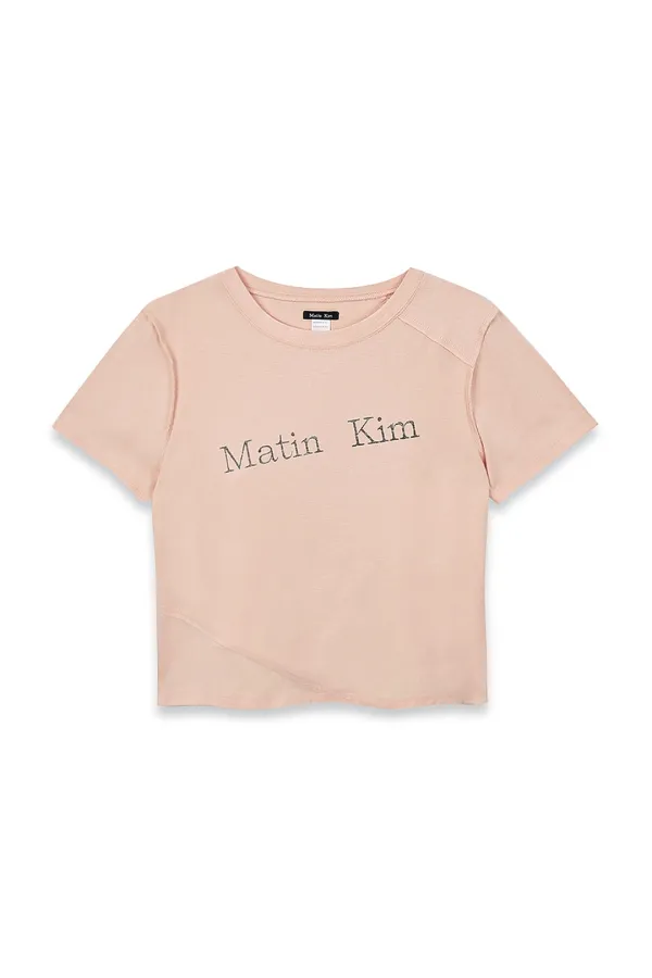 DIAGONAL LOGO REVERSIBLE CROP TOP IN LIGHT ORANGE