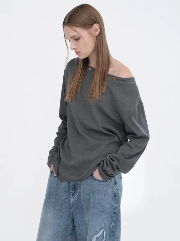 Button Mix T-Shirt [Charcoal]