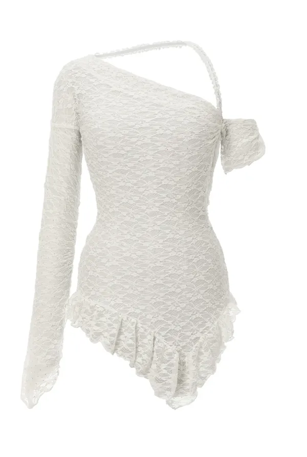 Lace drape top
