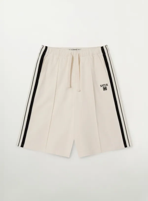 Lawton Lining Track Shorts - Cream Black