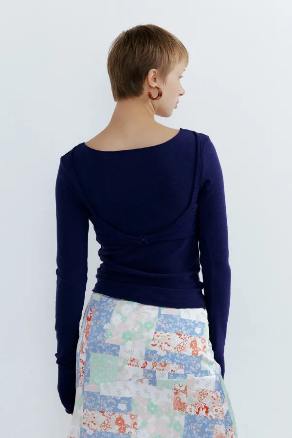 Back Buckle T-shirts_Ink Blue