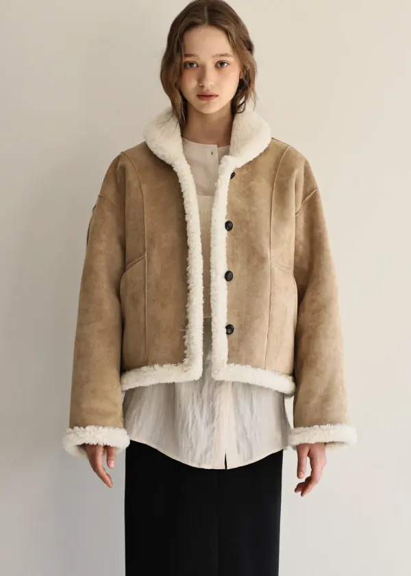 Shawl collar reversible jacket (camel)