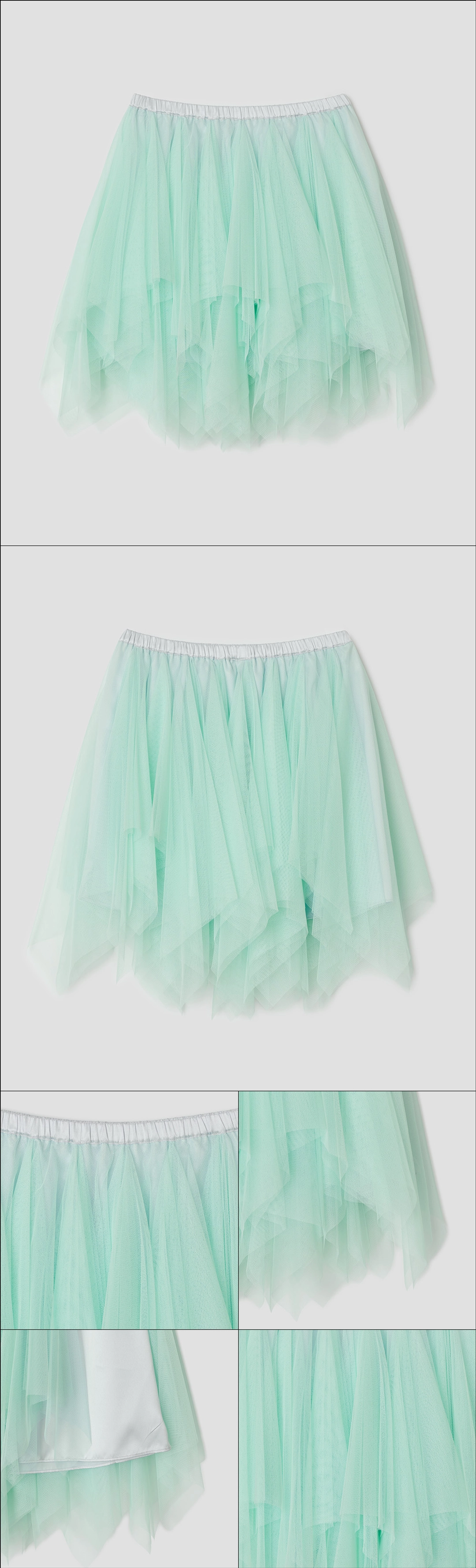 타입서비스 Asymmetric Mesh Skirt [Mint] 상품 이미지 2