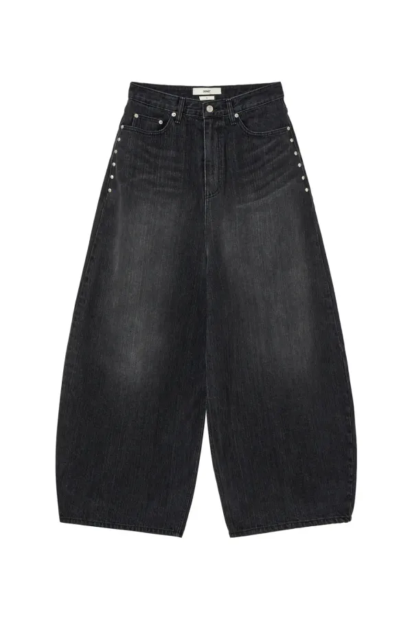 BALLOON FIT DENIM JEANS IN BLACK