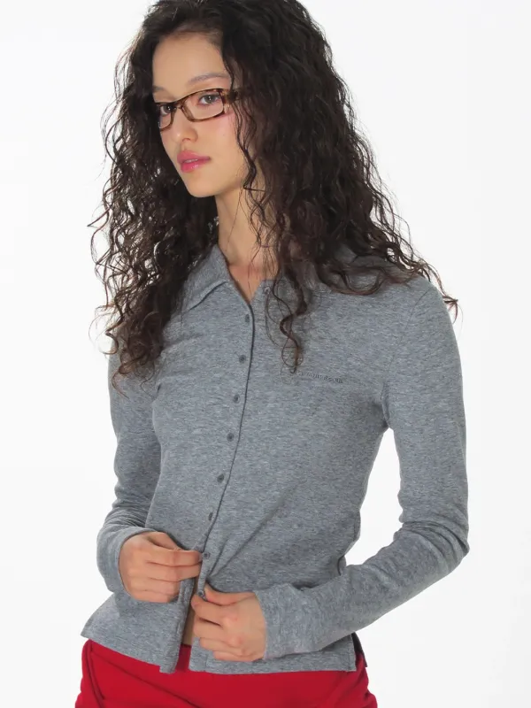 CLASSIC COLLARED CARDIGAN_GREY