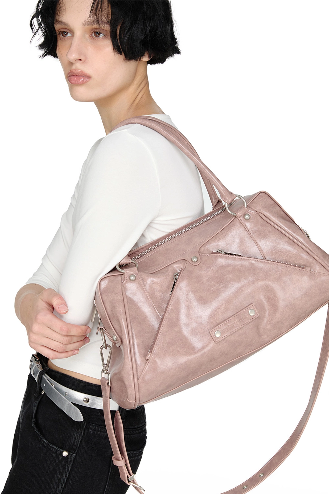 썬번프로젝트 FAUX LEATHER M.O.S BAG, PINK 상품 이미지 2