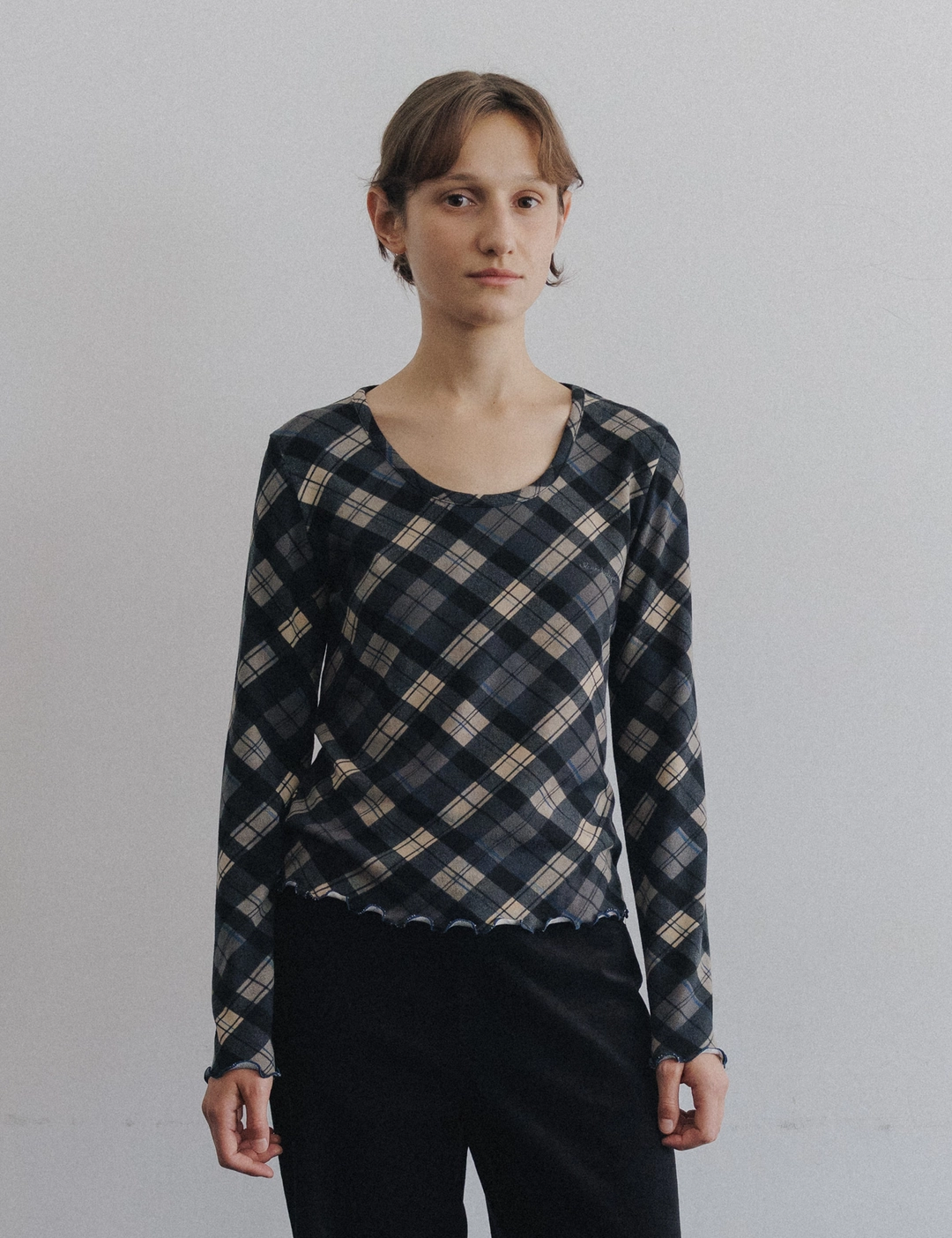 시엔느 Tonka Check Top (Gray) 상품 이미지 1