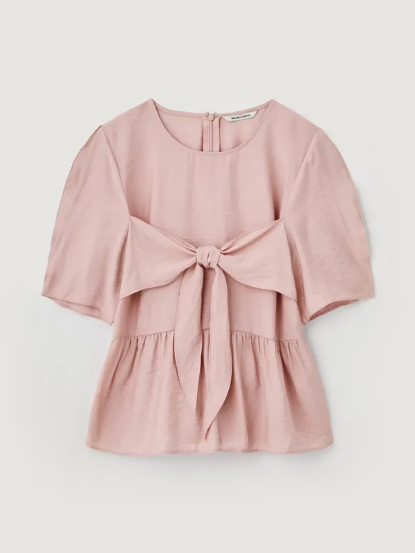 Ribbon peplum top - Light pink