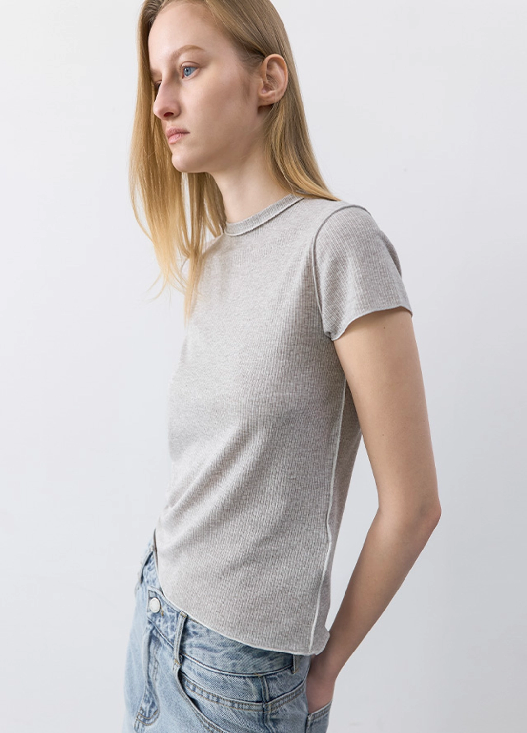 아뜰리에 나인 (T-7259)AN INTERLOCK SLIM FIT TEE 상품 이미지 1
