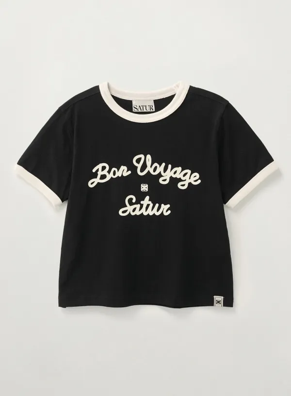 (W) Bon Voyage Ringer T-Shirt - Black