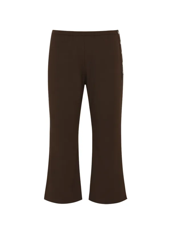 Button Capri Pants (Brown)