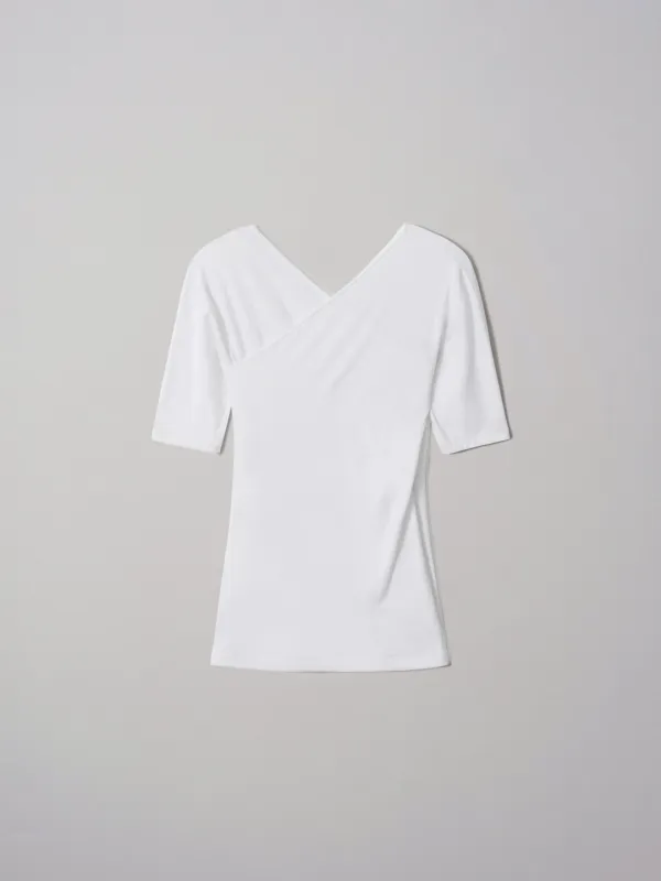 CROSS WRAP V-NECK TOP [WHITE]