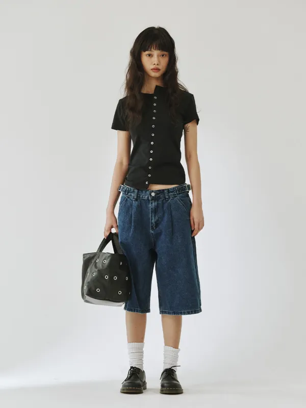[PLZPROJECT]SIDE ADJUST BERMUDA SHORTS, BLUE