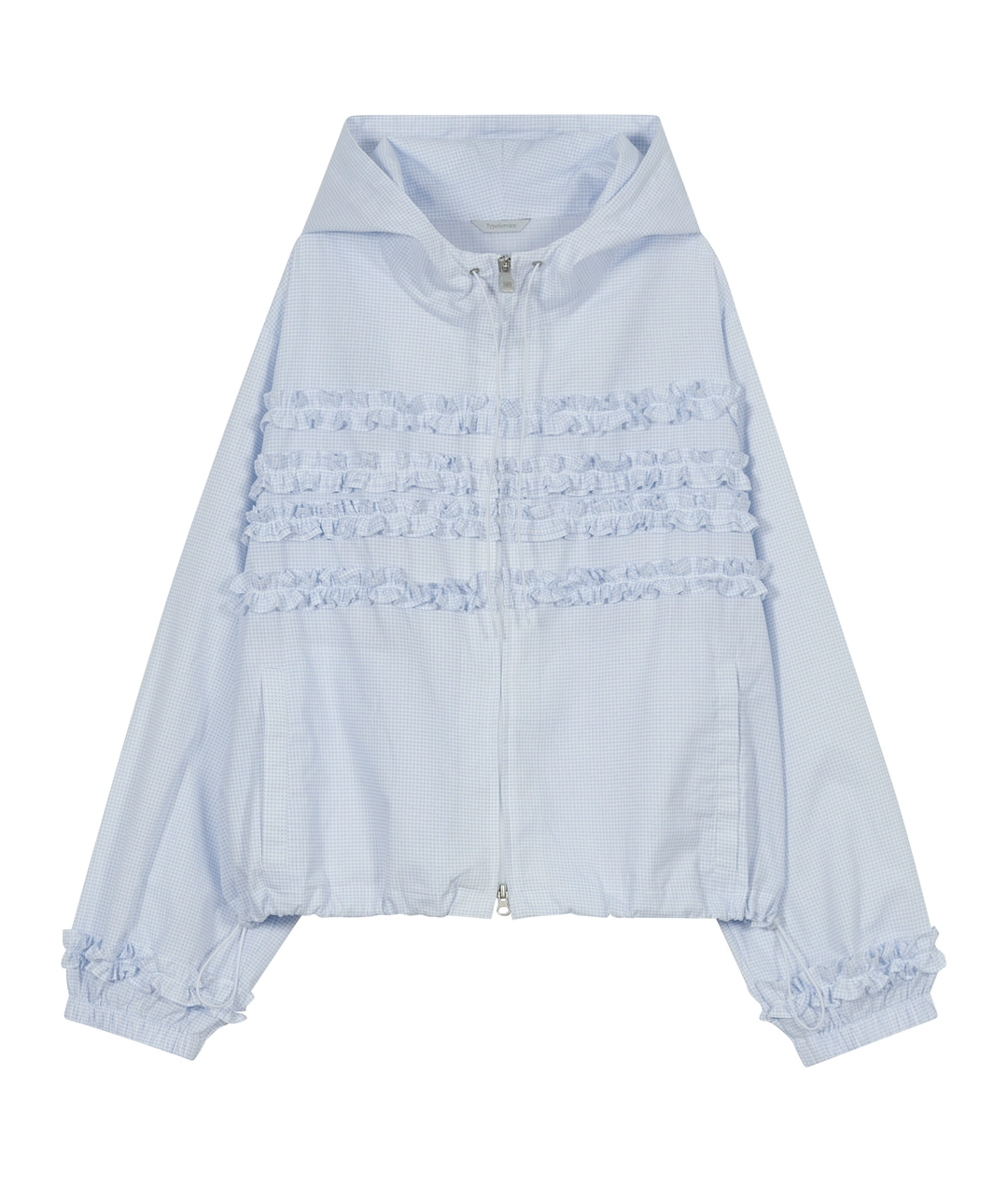 타입서비스 Ruffled Plaid Hoodie Jacket [Sky Blue] 상품 이미지 3