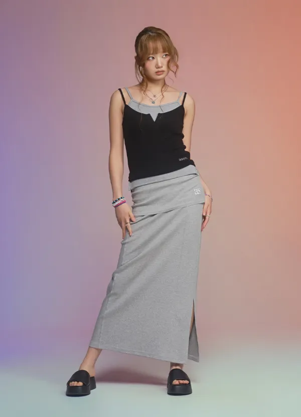 DEWY LONG SKIRT / GRAY