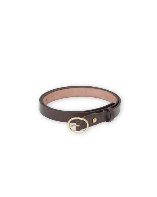 Round Buckle Belt, Brown Gold