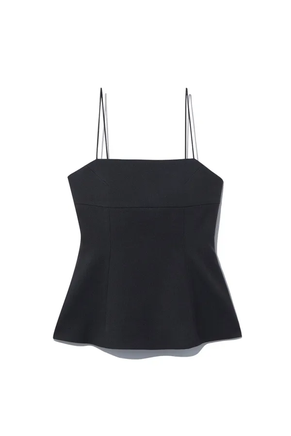 SQUARE NECK PEPLUM TOP [CHARCOAL]