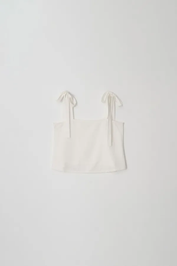 Shoulder Tie Stitch Top (white)