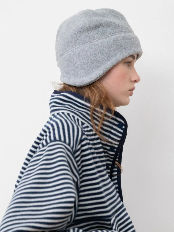 Teddy fleece earflap cap_melange grey