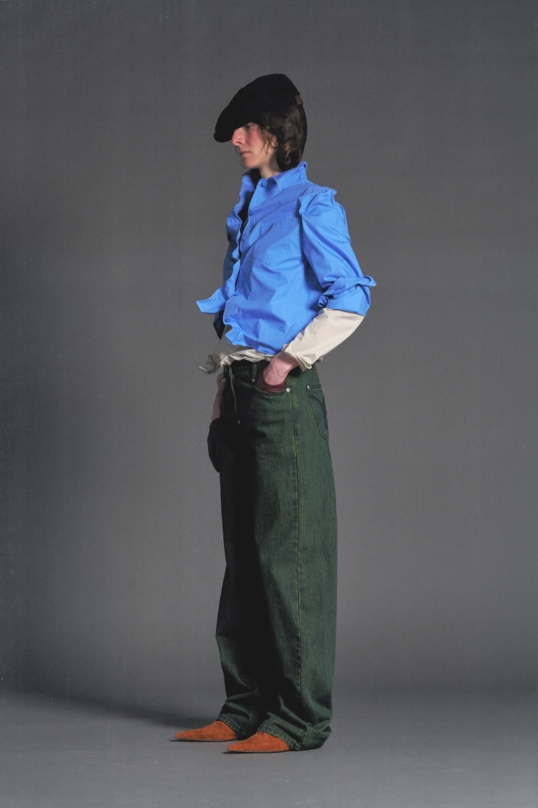 푸쉬버튼 PF26 BLACK GREEN WASHED REGULAR DENIM PANTS 상품 이미지 2