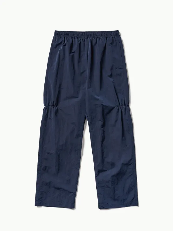 Shirring Nylon Straight Pants - Navy