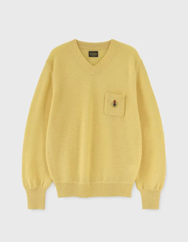 CREST MERINO WOOL V-NECK / Yellow