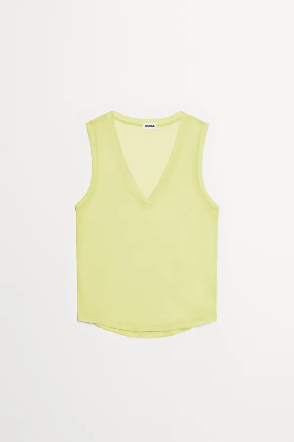 Bridget V-Neck Sleeveless Top yellow, black