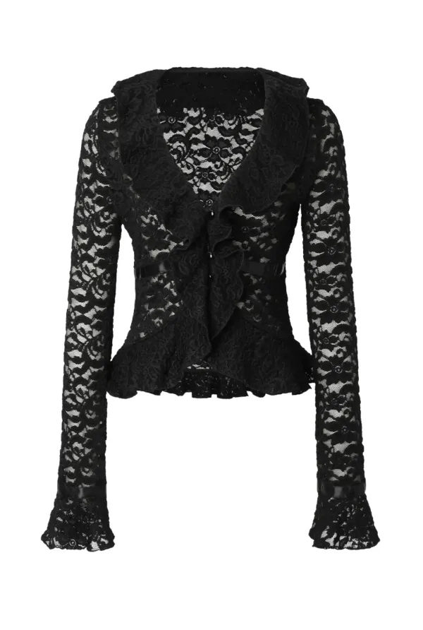 Floral ruffle cardigan