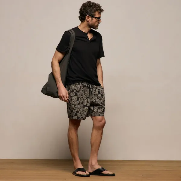 Palm Printed Short - Black/Stone Pigment