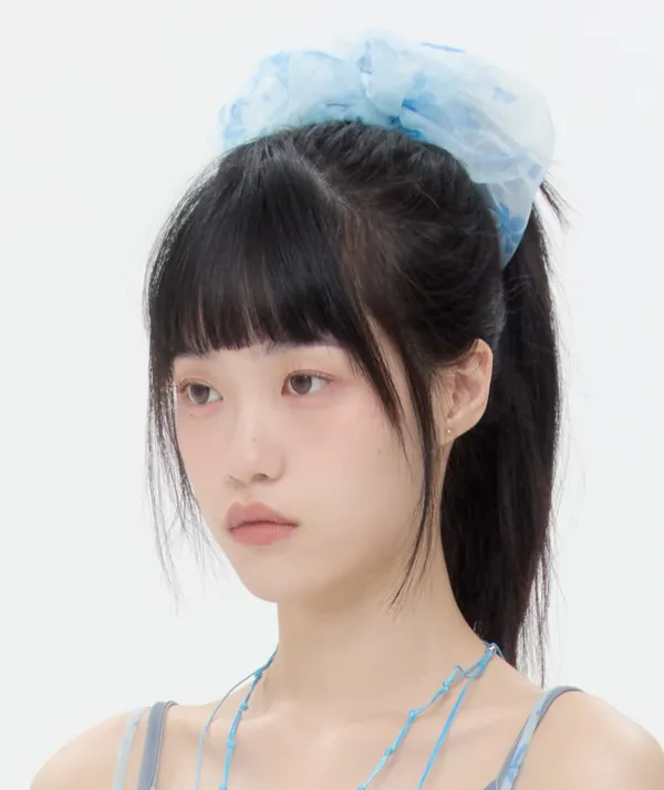 Flower Lace Scrunchie [Blue]