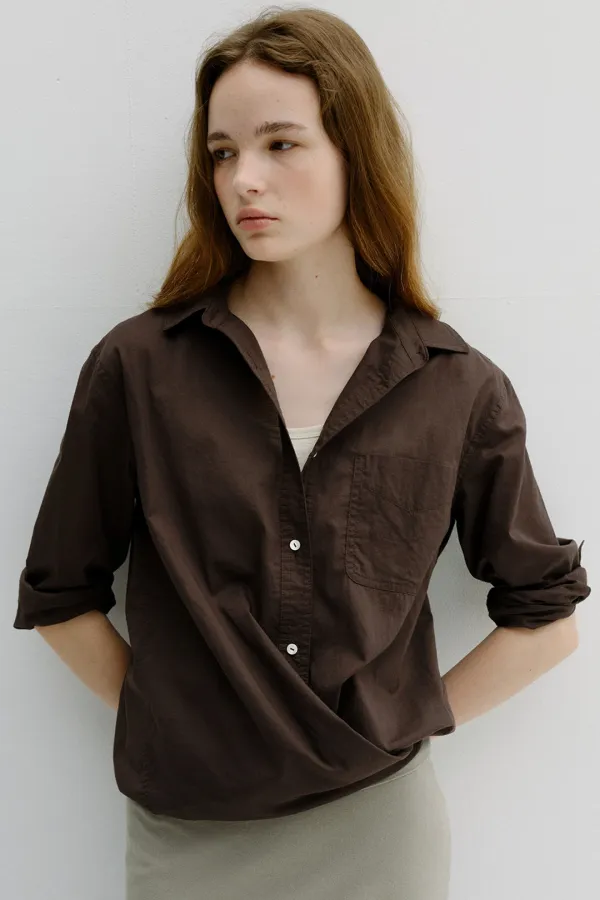 sheer cotton shirt (brown)