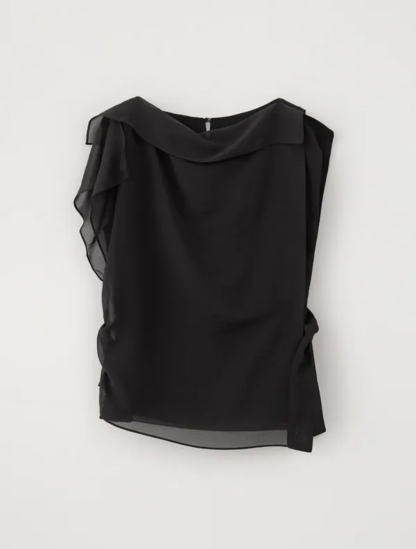 Ruth Drape Layered Blouse (Black)