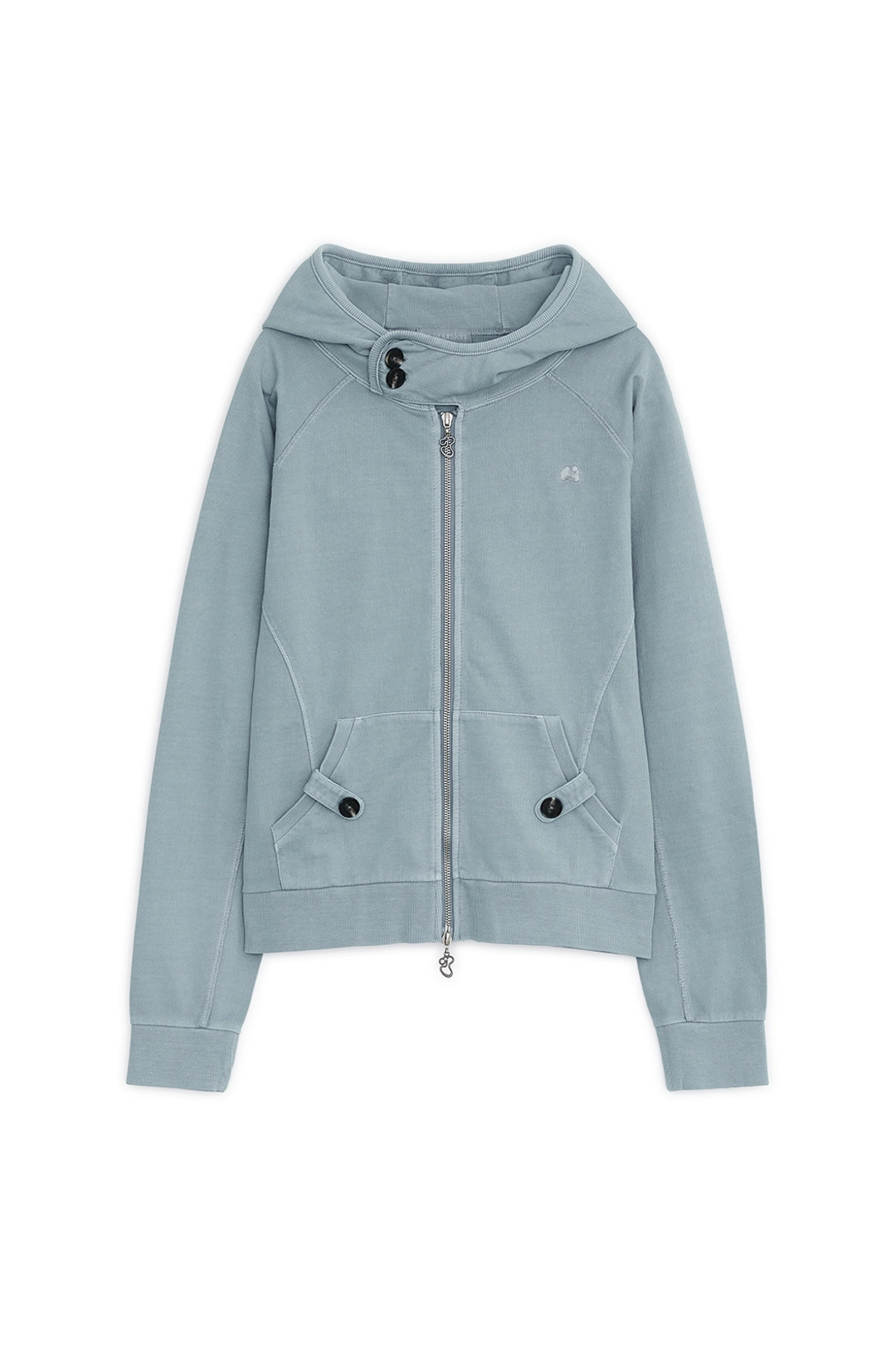 허그유어스킨 Washed high-neck hoodie zip-up (Blue) 상품 이미지 1