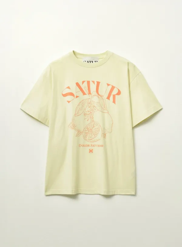 Capri Citron Drawing Summer Graphic T-Shirt - Yellow