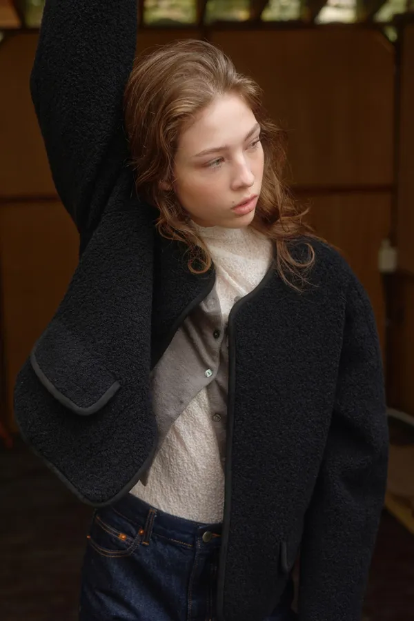 wool boucle jacket [Italian fabric] (black)
