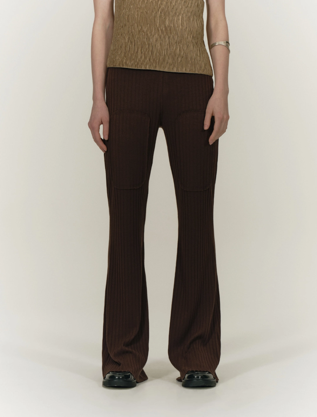 솔티페블 SQUARED PANNEL LEGGINGS [BROWN] 상품 이미지 2