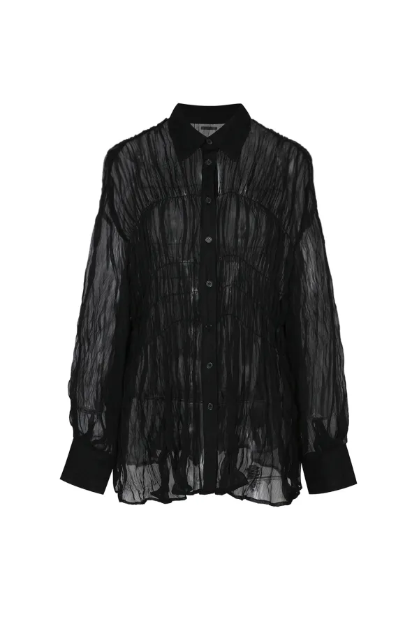 MEMORY SHIRRING SHIRT black