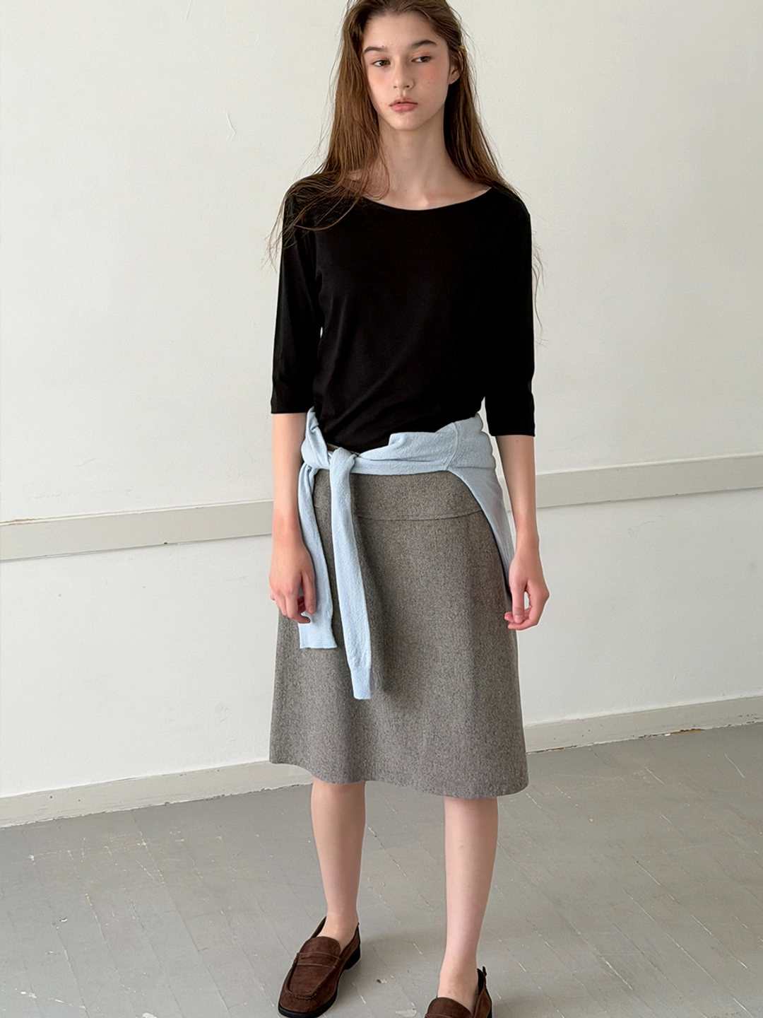 쏘이르 WOOL MIDI SKIRT - GRAY 상품 이미지 1