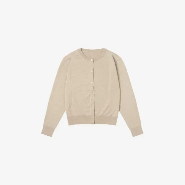 SIKN2138 레귤러 핏 실키 니트 가디건_Oatmeal beige