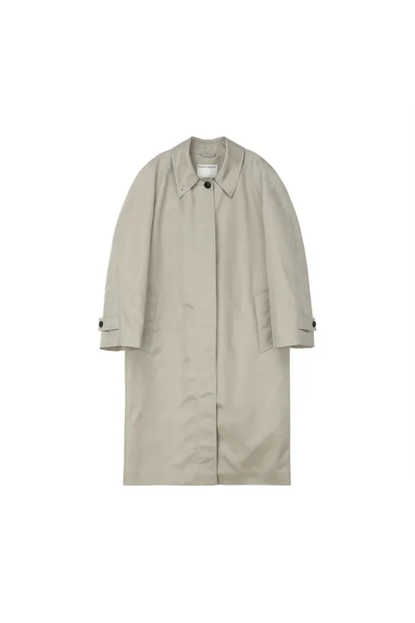 Glossy Balmacan Coat, Stone