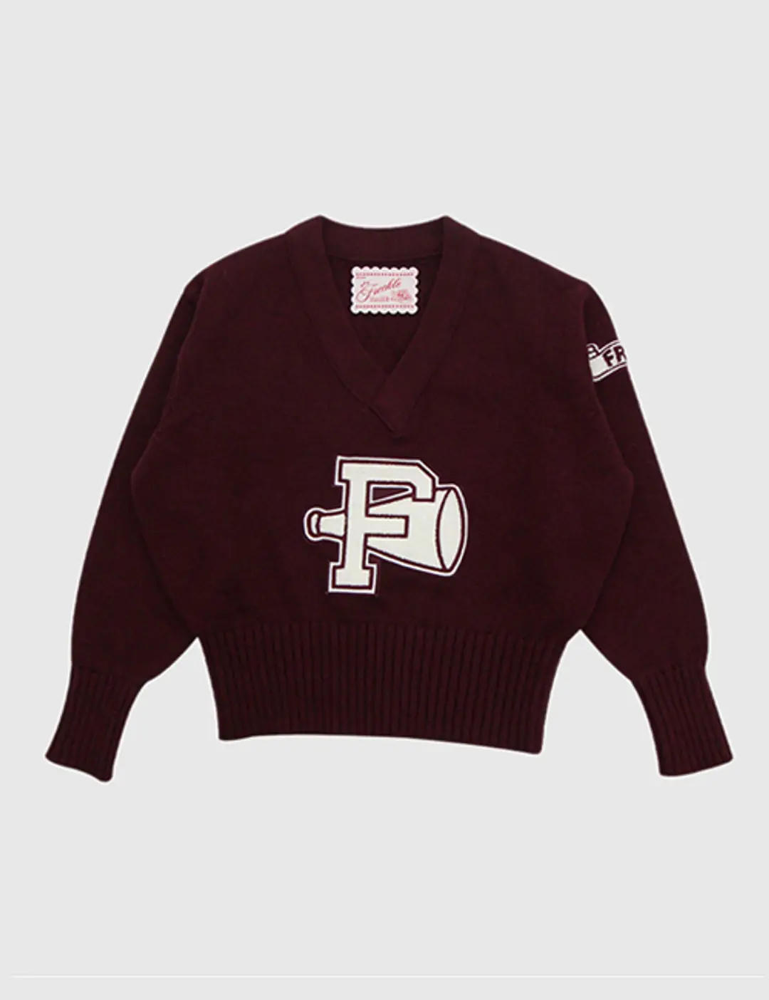 프레클 cheerleading knit sweater in burgundy 상품 이미지 2