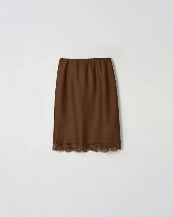 Lace Slip Skirt [BROWN]