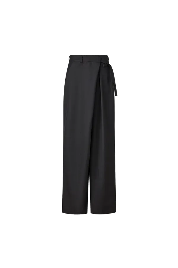 [2nd REORDER] UNBALANCED WRAP TROUSERS [CHARCOAL]
