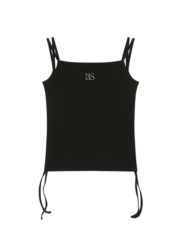 LAYER SHIRRING SLEEVELESS / BLACK