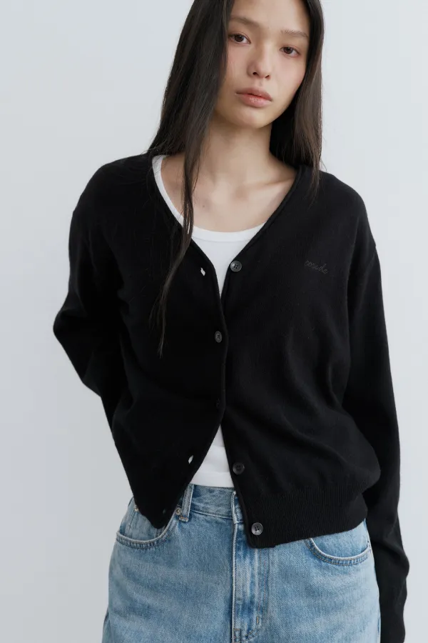 [2차] Cashmere v-neck cardigan (black)